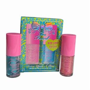 Too Faced Kissing Jelly Lip Oil Gloss Duo in BUBBLEGUM Shimmer & BLUE SNOWCONE